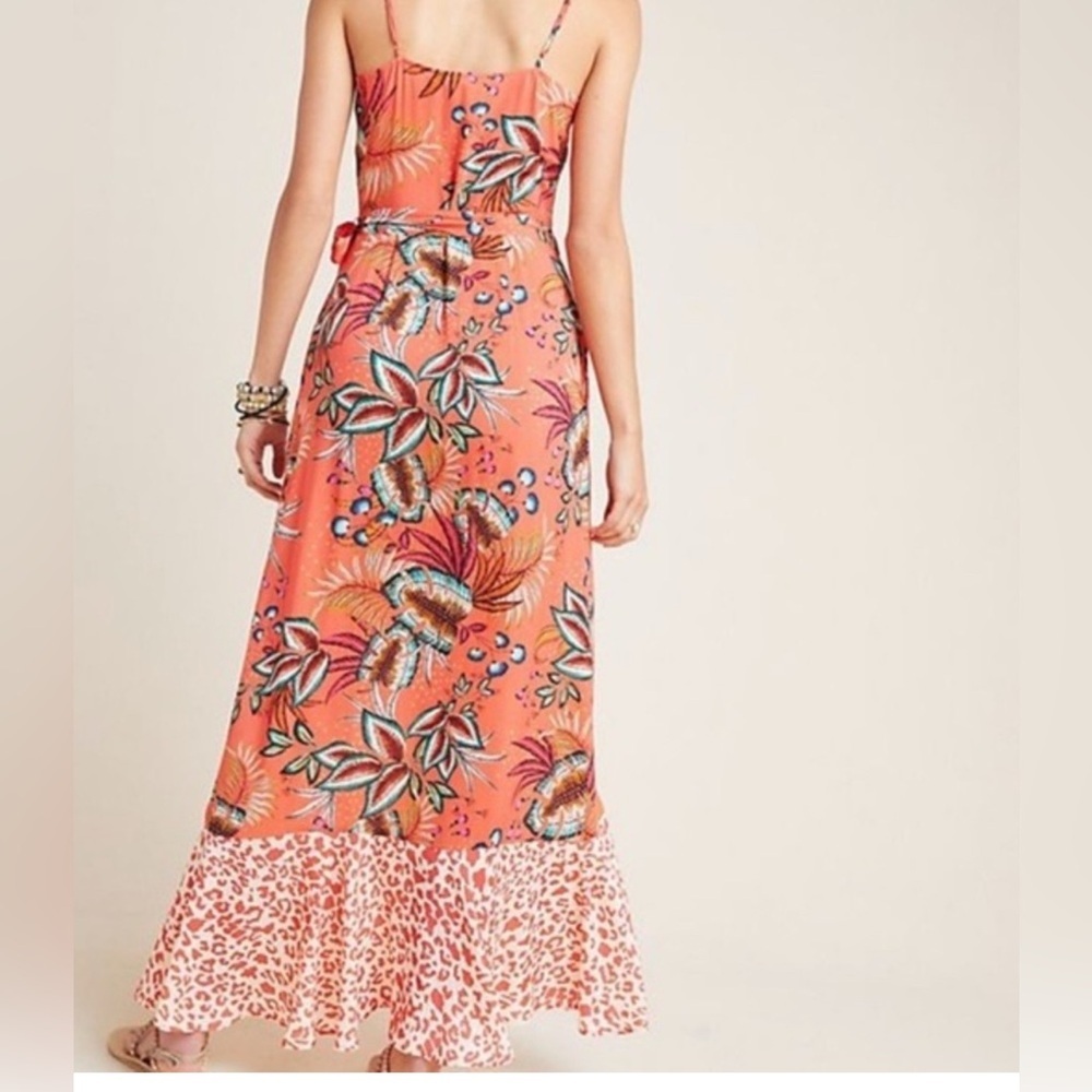 New FARM Rio Vibrant Orange Floral High Low Dress 100% viscose - Picture 5 of 8